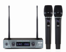microfone s/fio vokal vs802m duplo mao