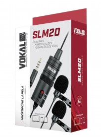 microfone vokal slm20 lapela duplo p/smartphone